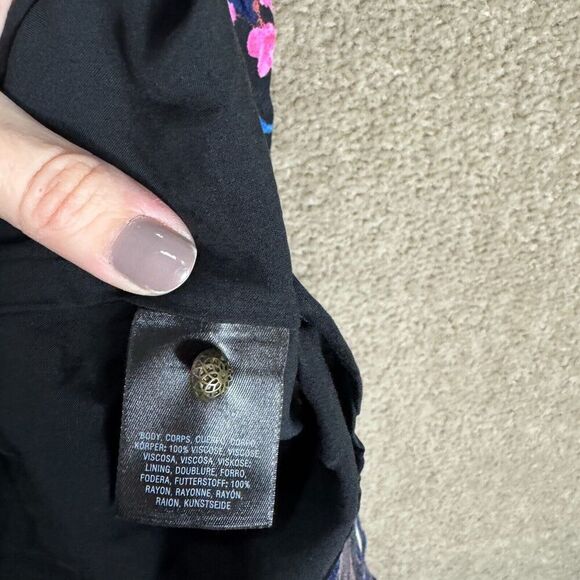 Anthropologie Maeve Elia Dress Womens 0 Blue Floral Print Cold Shoulder A Line - Picture 8 of 11